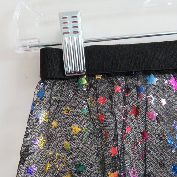 IHEARTRAVES Rainbow Stars Open Front Black Mesh Mini Skirt Festival Rave Size S - Picture 6 of 15